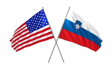 Obraz premium USA i Słowenii skrzyżowane flagi