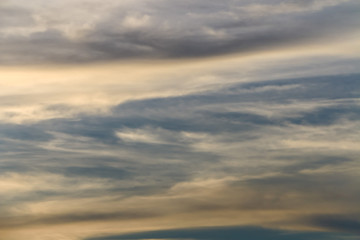 Dramatic cloudscape in twilight with sunset