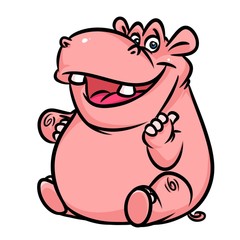 Funny hippo cartoon illustration isolated image animal character 

