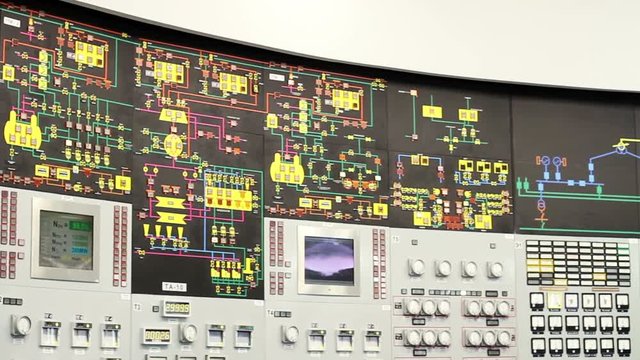 Nuclear power station. Plant control room. VVER monitoring and control system.