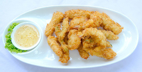Deep Fried Shrimps with Sauce, seafood menu.