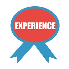 EXPERIENCE white wording on background red ribbon