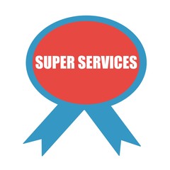 SUPER SERVICES white wording on background red ribbon