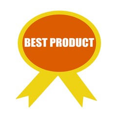 best product white wording on background Orange ribbon