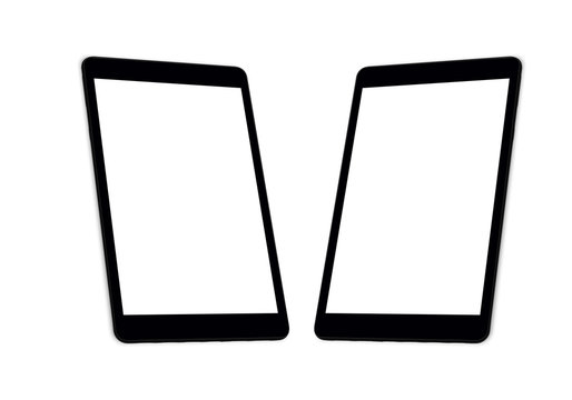 Two Tablet Pc In Isometric Position With Isolated White Screen