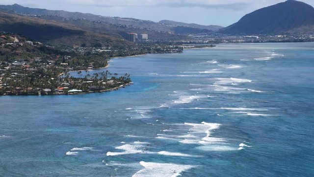 Wide view of the coastline of Aina Haina, residential area in Honolulu. Shot in 2010.