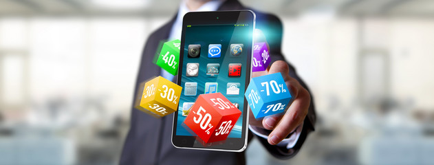 Young man shopping during sales period