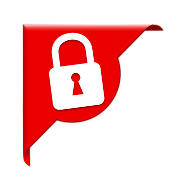 cadenas verrouill&eacute; sur &eacute;tiquette coin rouge