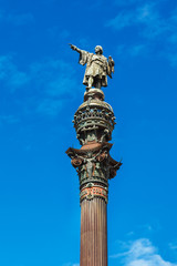 Barcelona, Spain - April 17, 2016: Statue of Christopher Columbus pointing America