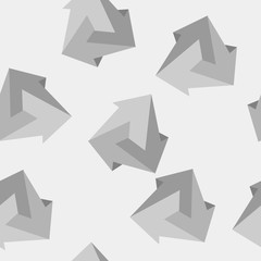 Geometric seamless simple monochrome pattern of impossible shapes