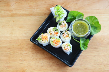 Fresh spring roll and fresh drink
