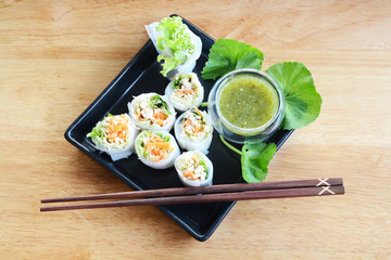 Fresh spring roll and fresh drink