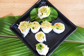 Fresh spring roll and fresh drink