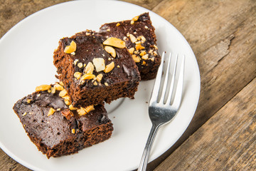 chocolate nut brownie cake decorated