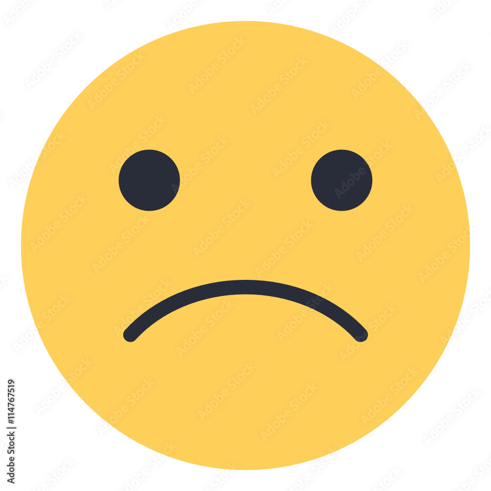 Sticker white frowning face - flat emoticon design | emojilicious