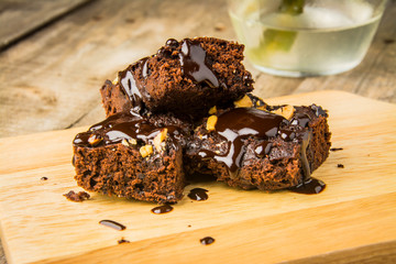 chocolate nut brownie cake decorated