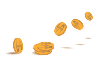 golden coin flying