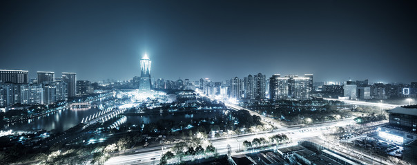 cityscape and skyline of hangzhou west lake culture square at ni