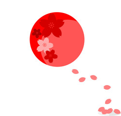 Japanese flag with sakura flower inside the red circle with falling down sakura petal © naree_oo