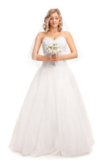 Fototapeta na wymiar Bride in a white wedding dress