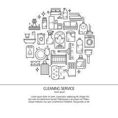 Cleaning service concept made in line style vector.