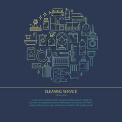 Cleaning service concept made in line style vector.