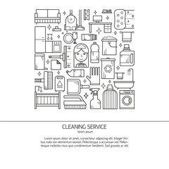 Cleaning service concept made in line style vector.