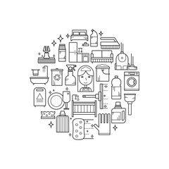 Cleaning service concept made in line style vector.