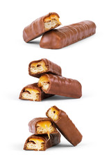 Chocolate bar set with clipping path.
