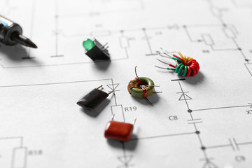 Electronic components on engineering drawings