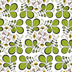 Vector seamless pattern with leaves ornament.  design for textile or packaging