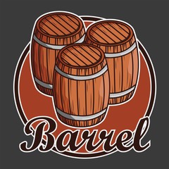 Wine barrel vector badge