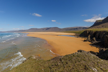 Raudasandur beach at the west fjords of Iceland