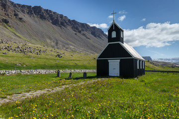 Raudasandur church SAURBAER. Westfjords. Iceland.