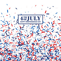4th of July poster in traditional American colors - red, white, blue.