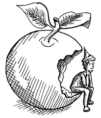 Foto op Canvas kabouter zit in een appel © emieldelange