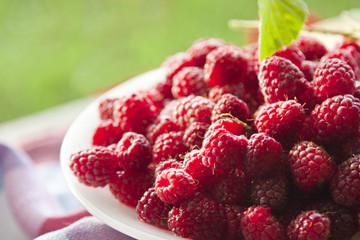 freshly cut natural raspberries