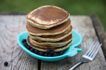 Delicious pancakes close up, with fresh berries