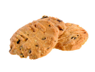 Chocolate chip cookie on white background