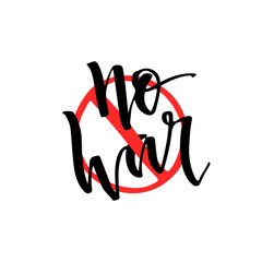 No war hand lettering stamp sticker. Vector calligraphic poster or card design