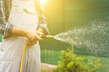 Working watering garden from hose