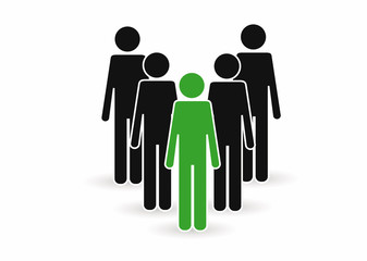 Illustration of crowd of people - icon silhouettes vector. Social icon. Flat style design