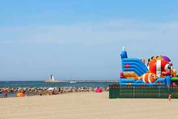 Obraz premium Bouncy Castle on the beach - La Grande Motte - France