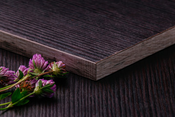 Dark Laminated particleboards with clover flowers