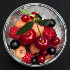 Various berries in a glass