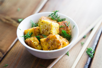 Fried Tofu with Sesame Seeds