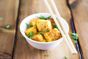 Fried Tofu with Sesame Seeds