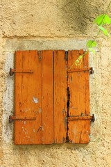 Old wooden brown window