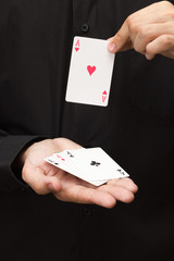 three ace card lay on hand