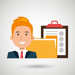 man with folder and clipboard isolated icon design, vector illustration  graphic 